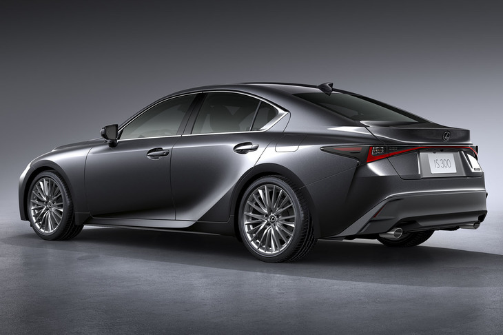 L字をモチーフとした横一文字のテールランプが目を引くリアビュー。