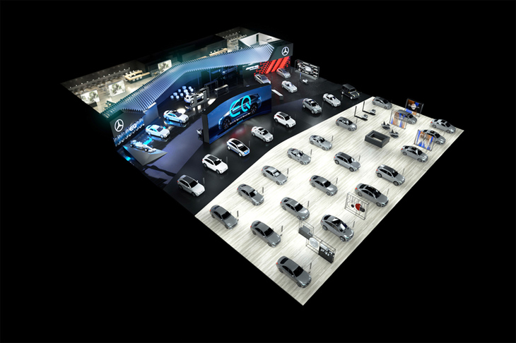 第89回ジュネーブモーターショーにおけるメルセデス・ベンツブースの様子。