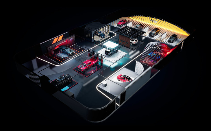 FCAのバーチャルパビリオンのバーズアイビュー。