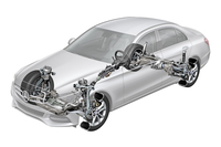 「Cクラス」で初めて採用された「エアマティックサスペンション」の透視図。
    