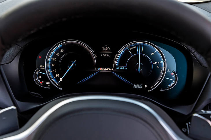 走行モードによってメーターのデザインも変更される。写真は燃料使用効率を引き上げる「エコプロ」モードの状態。