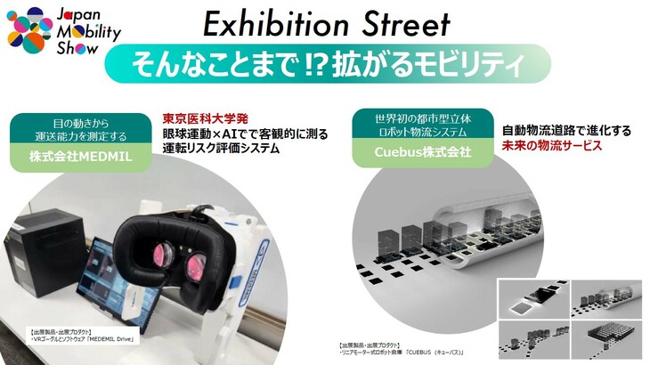 「Exhibition Street」においては、さまざまな先進技術に触れることができる。