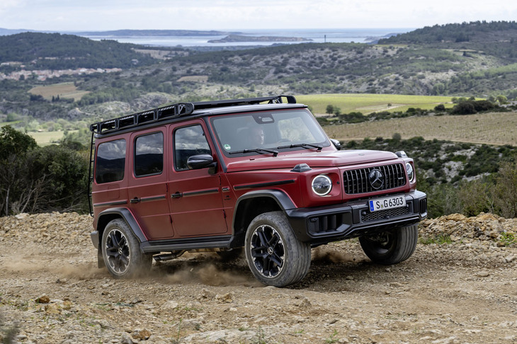 「メルセデスAMG G63」の4リッターV8ツインターボエンジンは最高出力585PSと最大トルク850N・mを発生する。