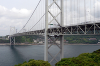 福岡県北九州市と山口県下関市を結ぶ関門橋。