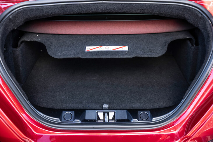 トランクルームにはオープントップ時でも255リッターの容量を確保。スルーローディング機能付きで、長尺物の積み込みも可能だ。