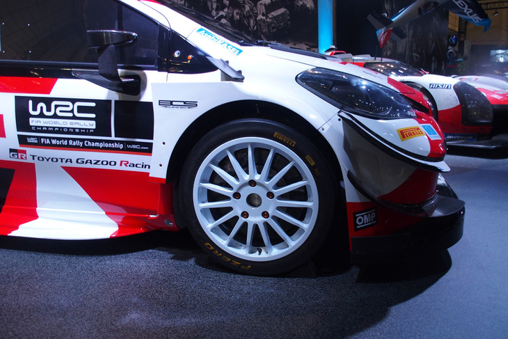 世界ラリー選手権（WRC）の2021年参戦車両「Yaris WRC」（レプリカ）。