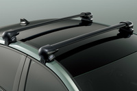 ルーフに備わる「システムキャリア・ベースラック」は4万4990円の販売店オプションアイテム。バーはアルミ製で、取り付けフック部分はスチール製となる。許容積載荷重は40kg。