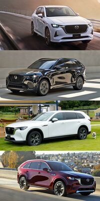 上から順に「CX-60」「CX-70」「CX-80」「CX-90」。CX-80の登場により、当初計画されていたラージ商品群は、すべてのモデルが出そろうこととなった。