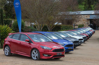 フェイスリフトを受けた「フォーカス」がずらりと並ぶ。国際試乗会はオーストリア南部の都市・アデレードで行われた。