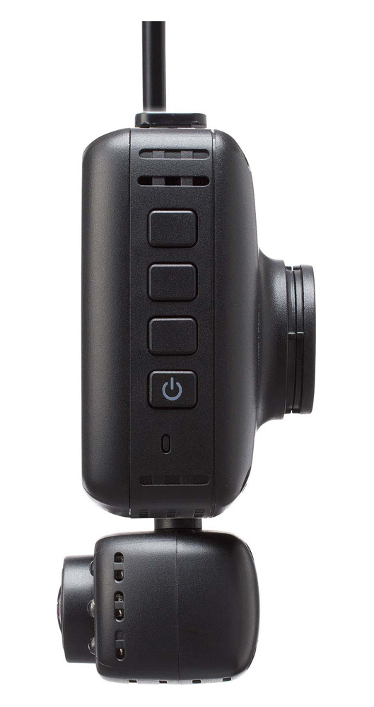 サイドから見たTG-1。フロントカメラ部とセカンドカメラはほぼ同じ厚み。取り付けの際は付属のブラケットでフロントガラスに固定する。