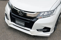 フロントロアグリルやフロントアンダースポイラーを装着することで、フラッグシップミニバンにふさわしいボリューム感に富んだ見栄えが演出されている。