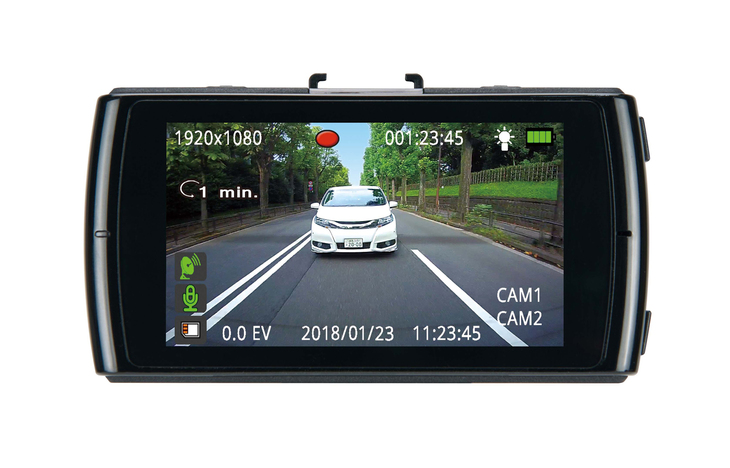 こちらはリアカメラからの映像。前後ともにフルハイビジョン映像で、広角レンズでありながらひずみは極めて少ないことがわかる。