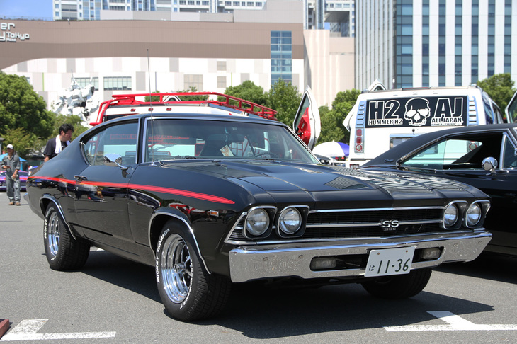 1969年「シボレー・シェヴェルSS396」。396（6.5リッター）のV8エンジンを積んだインターミディエート（中間サイズ）のマッスルカー。