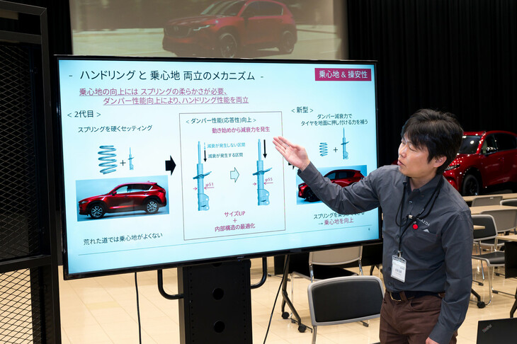 足まわりに関しては、シミュレーション技術を駆使したモデルベース開発を活用して、ダンパーを解析。日本の使用環境に合わせた特性をつくり込んだという。