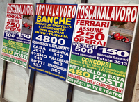 【写真4】「フェラーリ、250人の工場従業員採用」をトップ記事に据えた求人雑誌の広告。