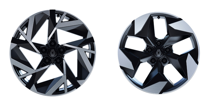 左が「キャプチャー エスプリ アルピーヌ」の、右が「キャプチャー テクノ」のアルミホイール。