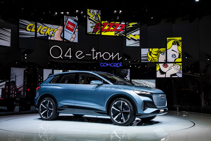 2019年のジュネーブショーに出展された「Q4 e-tronコンセプト」。市販モデルの上市は2021年を予定している。
