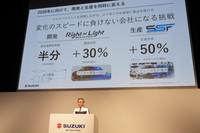 開発・生産に関しても大幅な効率化を追求。特に「開発期間の半減」については、高い開発速度で世界を驚かせた、中国メーカーを念頭に置いたものと思われる。