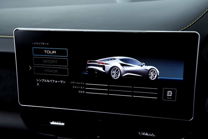ドライブモードは「ツアー」「スポーツ」「トラック」の3種類から選べる。