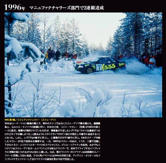 STIといえばWRC（世界ラリー選手権）。紙面を通して当時の感動がよみがえります。