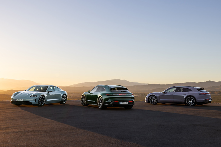 2024年2月7日にグローバルデビューしたポルシェの電気自動車「タイカン」の最新ラインナップ。