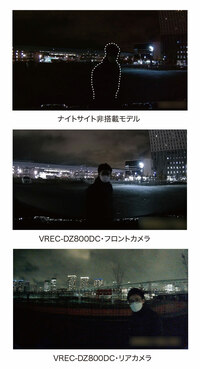 前後カメラは約200万画素のフルHDカメラを搭載するとともに、高感度録画「ナイトサイト」対応として少ない光量の夜間でも鮮やかな画像を記録。さらには明暗の差が大きい場所で起こる白飛びや黒つぶれを補正するWDR機能も備わった。