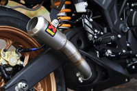 2ストロークエンジンの「YZR500」が持つ4本出しのチャンバーはさすがに再現できなかったが、代わりにアクラポヴィッチのGPタイプのマフラーが装着されている。