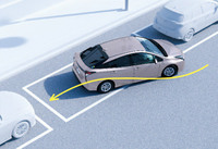 シンプルインテリジェントパーキングアシストの作動イメージ。