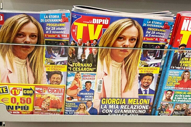 ジョルジャ・メローニ首相とパートナーとの別離を伝える週刊誌。