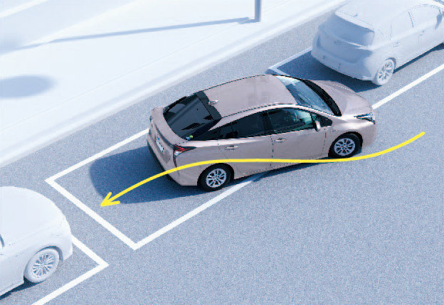 シンプルインテリジェントパーキングアシストの作動イメージ。