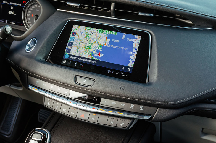 GMジャパンが2019年から採用しているクラウドストリーミングナビ。日本仕様専用の“後乗せ”のナビながら、ちゃんとインフォテインメントシステムのトップ画面にアイコンを設けるなど、違和感のない仕上がりとなっている。