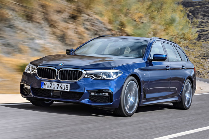 友人が乗っているのと同型の「BMW 5シリーズ ツーリング」。「高くなかった？」「未使用車を短期間で乗り継げば、そこそこ安く楽しめるよ。それにウチは共働きだし」。興味のある方、ぜひこの方法をお試しあれ。