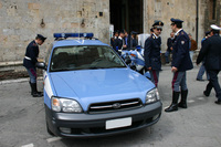 イタリア国家警察の交通警察隊（チェンタウロ）で採用されている「スバル・レガシィ ツーリングワゴン」。（写真＝大矢アキオ）