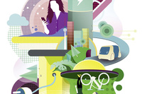 フォルクスワーゲンが作成した、自動運転と電動化モビリティーのイメージ。