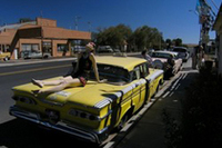 ルート66の終点サンタモニカの浜辺と、夕日。