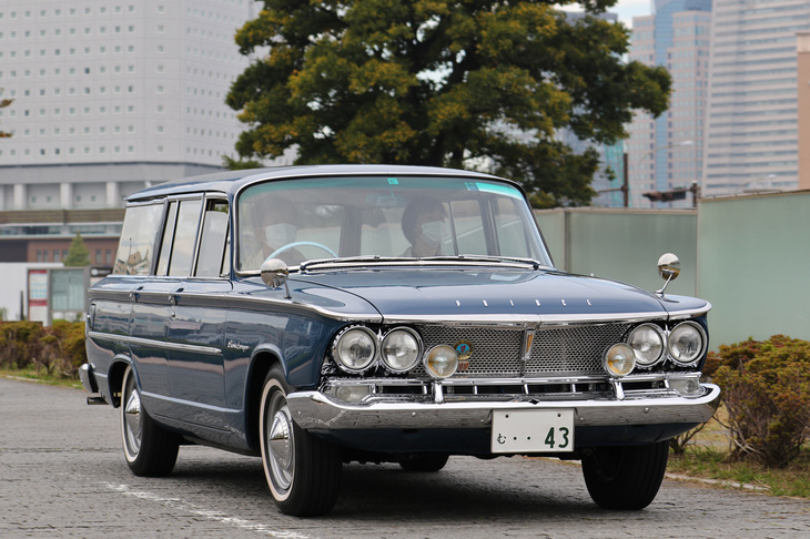 1966年「プリンス・グロリア6ワゴン」。名称はワゴンだが、実は4ナンバーの商用バン（この個体は5ナンバーで再登録されているが）。ちなみに5ナンバーのワゴン仕様もあり、そちらの名称は「グロリア6エステート」。