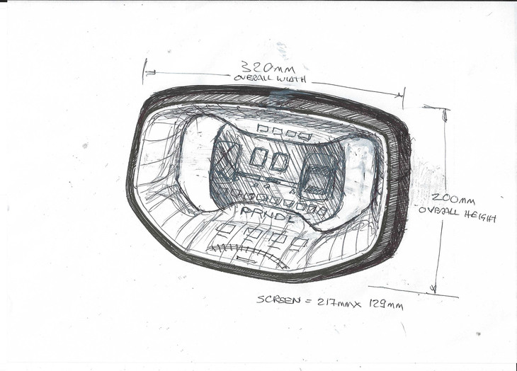 ステアリングホイールのスケッチ。