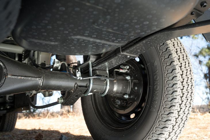 サスペンションは前がマクファーソンストラット式コイルスプリング、リアがリーフリジッドだ。