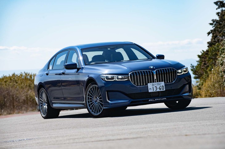 「BMW 7シリーズ」のロングボディーモデルをベースに仕立てられた「アルピナB7」。車両本体価格は2597万円。