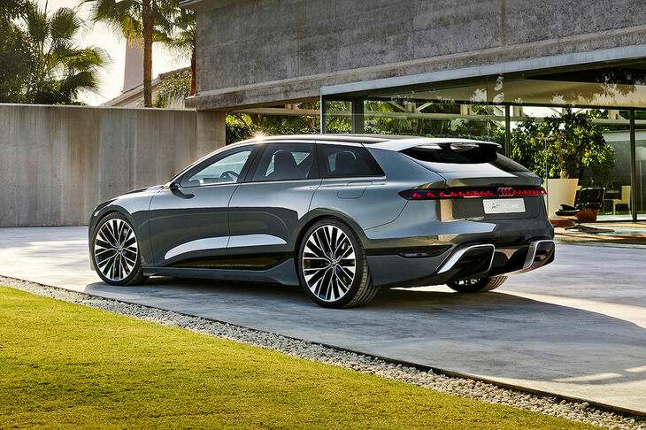 アウディA6 e-tron／市場投入時期：2023年／「A6 e-tron」のコンセプトモデルでは、2基の電動モーター（フロントおよびリアアクスルに各1つ）が、最高出力350kW（476PS）と最大トルク800N・mを発生する。800Vの技術により、アウディは特に速く充電できるはずだ。