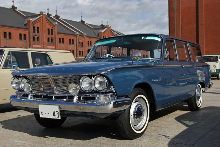 レストアされ、新車のような輝きを放つ「プリンス・グロリア6ワゴン」。車名はワゴンだが4ナンバー登録の商用バンで、一方、5ナンバーの乗用ワゴンは「グロリア6エステート」を名乗るという、ややこしいラインナップだった。ただしこの個体は、5ナンバーで登録し直されている。