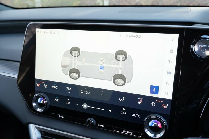 大画面にエネルギーフローを映し出せる。表示は分かりやすいが少し簡素な感じも。