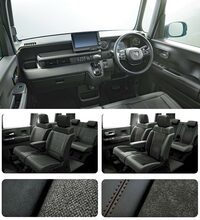 インテリアの仕様も「カスタム」と「カスタム ターボ」では異なり、前者にはトリコットの、後者には合成皮革とスエード調トリコットのコンビシートが装備される。