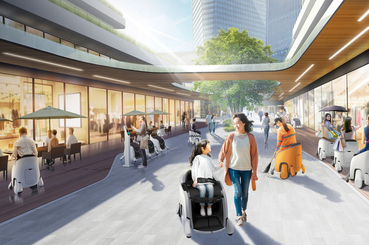 座ったまま体重移動するだけで歩行するように移動できる着座型のパーソナルモビリティー「ホンダ・ユニワン」。施設内などの特定エリアや、オフィスや作業場所などでの活躍支援における運用が想定される。