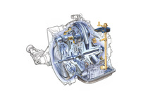 スバルが「プレオ」や「R1」「R2」などに搭載したi-CVT。クリープを発生させるトルクコンバーターが装備されており、後に7段の疑似有段変速モードも採用された。