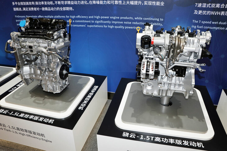 博物館に展示されていたエンジン。BYDでは乗用車事業の初期から、主要部品を内製してきた。