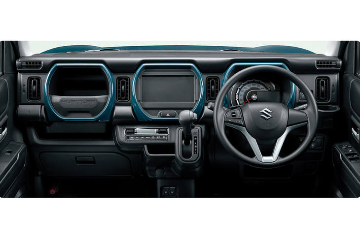 「ハスラー」のインテリア。3連インパネカラーガーニッシュでタフな世界観を表現。