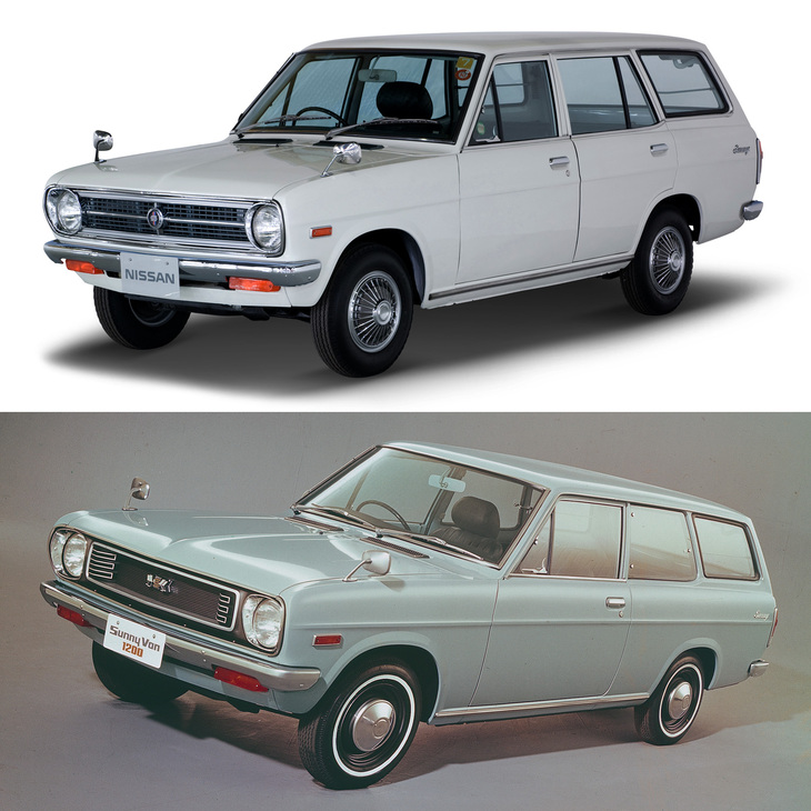 「ダットサン・サニー1200バン」。5ドアとマイナーチェンジ後に登場した3ドア。