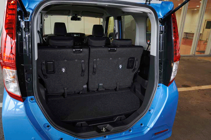 リアシートを倒して荷室を拡大すると、26インチサイズの自転車を2台積むことができる。また、防汚シートを広げることで、リアシートの背面を汚さずに済む。（写真をクリックすると、防汚シートの展開と、シートアレンジが見られます）