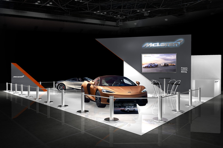 東京オートサロン2020におけるマクラーレンブースのイメージ。